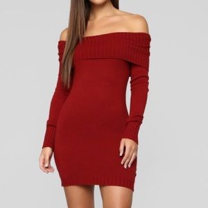Fashionova Burgundy sweater dress